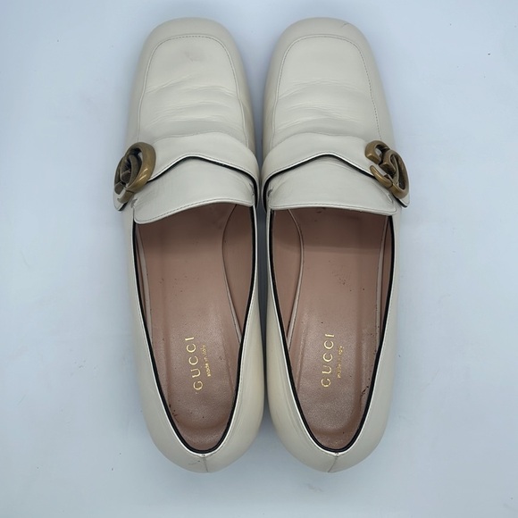 Gucci Mystic white leather Malaga Kid GG Marmont Loafers 41 - Picture 11 of 11